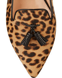 Gianvito Rossi Leopard Print Calf Hair Point Toe Flats