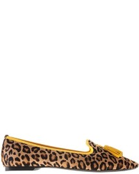 Pretty Ballerinas Leopard Print Tassel Detail Slippers