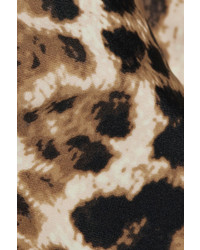 Norma Kamali Bill Ruched Leopard Print Halterneck Swimsuit Light Brown