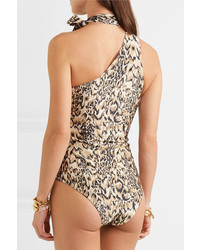 Zimmermann Eyes On Summer One Shoulder Leopard Print Swimsuit