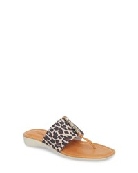 Tan Leopard Thong Sandals