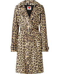 House of Fluff Leopard Print Faux Fur Trench Coat
