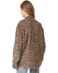 R 13 R13 Shredded Leopard Abu Jacket 645 shopbop Lookastic