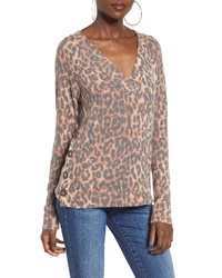 Tan Leopard V-neck Sweater