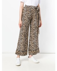 Gold Hawk Leopard Print Wide Leg Trousers