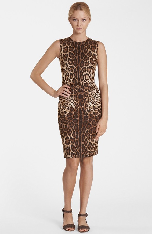Dolce & Gabbana Leopard Lace Embellished Sleeveless Dress