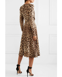 Dolce & Gabbana Leopard Print Midi Wrap Effect Dress