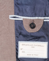 Brunello Cucinelli Linen Blend Two Button Jacket Camel