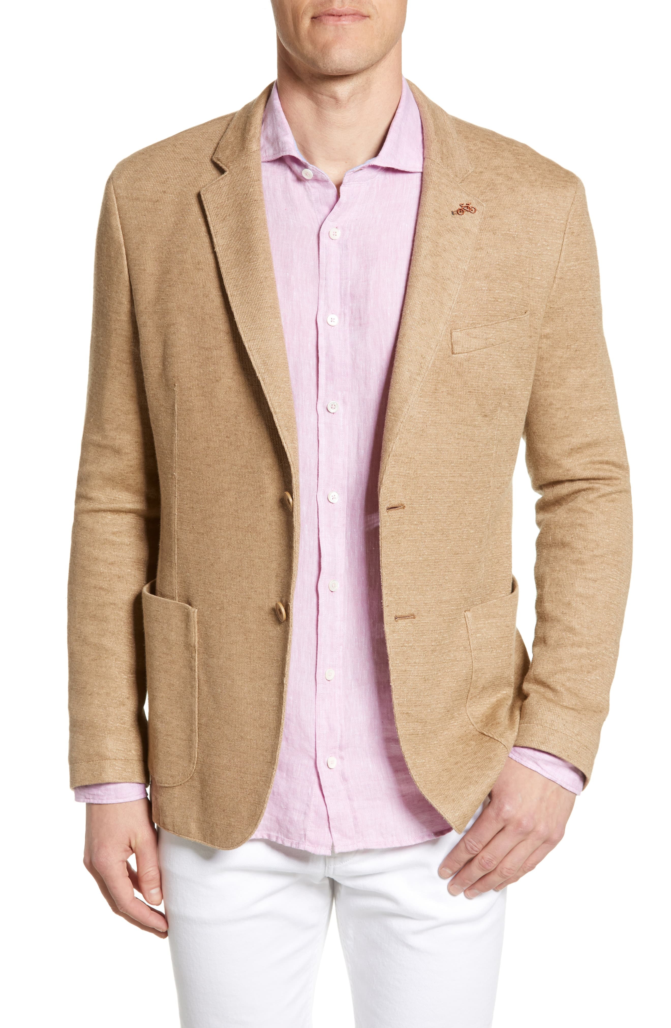 Bugatchi Linen & Cotton Blazer in Beige