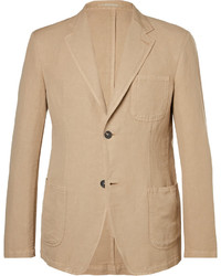 Massimo Alba Sand Slim Fit Unstructured Linen And Cotton Blend Blazer