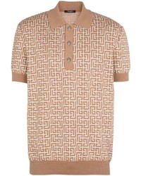 Balmain Intarsia Monogram Short Sleeved Polo Shirt