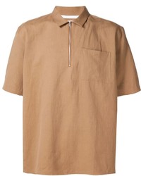 Tan Linen Short Sleeve Shirt