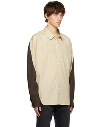 Peter Do Beige Brown Combo Twisted Oversized Shirt