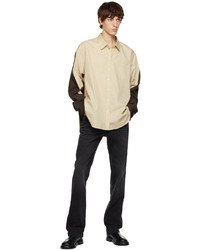 Peter Do Beige Brown Combo Twisted Oversized Shirt