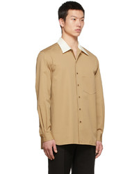 Recto Biege Contrast Collar Shirt