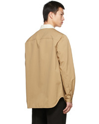 Recto Biege Contrast Collar Shirt