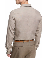 Tom Ford Linen Point Collar Slim Fit Shirt Tan