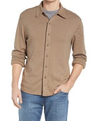 The Normal Brand Puremeso Acid Wash Knit Button Up Shirt In Pine Bark At Nordstrom