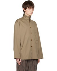 Lemaire Taupe Stand Collar Shirt