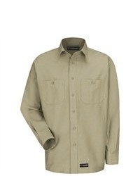 Wranlger Workwear Wrangler Workwear Khaki Long Sleeve Canvas Shirt