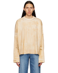 We11done Beige Washed Long Sleeve T Shirt