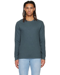 Vince Blue Thermal Long Sleeve T Shirt