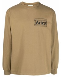 Aries Logo Print Longsleeved T Shirt