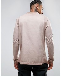 Asos Oversized Long Sleeve T Shirt With Woven Panels And Pigt Wash