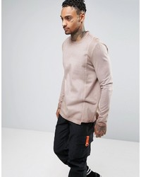 Asos Oversized Long Sleeve T Shirt With Woven Panels And Pigt Wash