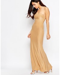 Ax Paris Maxi Dress In Slinky With Notch Front