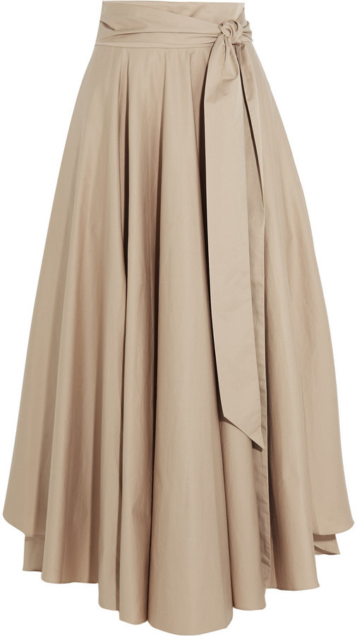 Tibi Obi Cotton Crepe Maxi Skirt Beige, $425 | NET-A-PORTER.COM | Lookastic