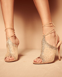 Gianvito Rossi Etoile Crystal Lace Up Sandal Nude
