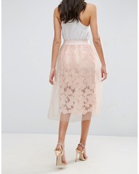 Asos Lace Prom Skirt With Tulle Overlay