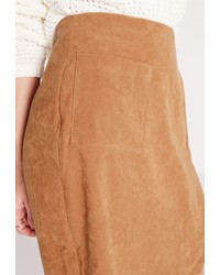 Missguided Faux Suede Wrap Mini Skirt Tan