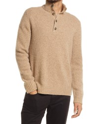Vince Crafted By Donegal Button Mock Neck Sweater