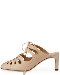 The Row Dixie Patent Lace Up Mule Beige