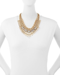 Lydell NYC Golden Multi Strand Crystal Chain Necklace