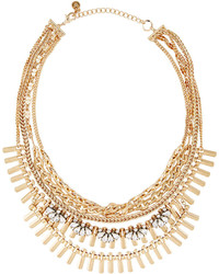 Lydell NYC Golden Multi Strand Crystal Chain Necklace