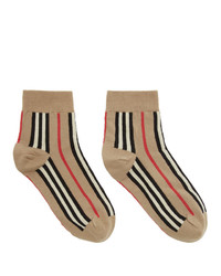 Burberry Beige Vertical Stripe Socks