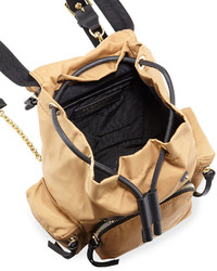 Burberry Small Leather Trim Nylon Backpack Light Flax