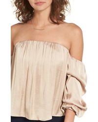 Leith Gathered Satin Off The Shoulder Top