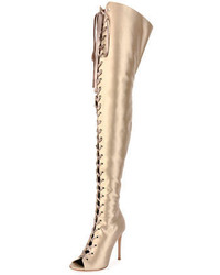 Gianvito Rossi Marie Satin Lace Up 105mm Over The Knee Boot