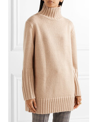 Protagonist Oversized Silk Mohair Wool And Cashmere Blend Turtleneck Sweater Beige