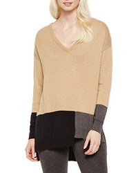 Vince Camuto V Neck Colorblocked Sweater