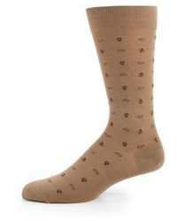 Tan Paisley Wool Socks