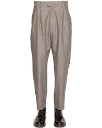 Giorgio Armani 19cm Pleated Wool Silk Sable Pants