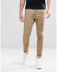 Asos Brand Super Skinny Pants With 5 Pockets In Sand Washed Effect
