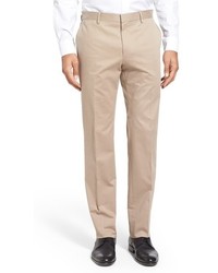 BOSS Giro Flat Front Solid Stretch Cotton Trousers