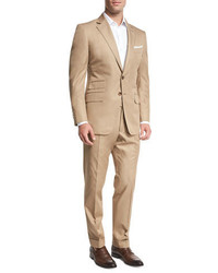 Tom Ford Oconnor Base Solid Cotton Two Piece Suit Tan