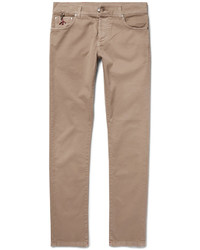 Isaia Slim Fit Stretch Cotton Twill Trousers